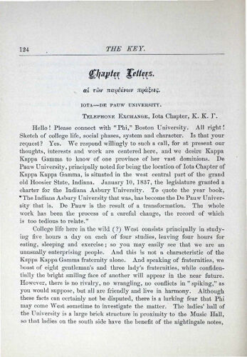 Chapter Letters: Iota - Depauw University, June 1887 (image)
